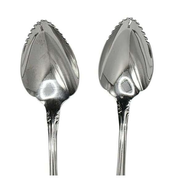 2 Oneida Craft Chateau Grapefruit Spoon Fruit Floral Stainless Steel Vintage - Picture 2 of 5